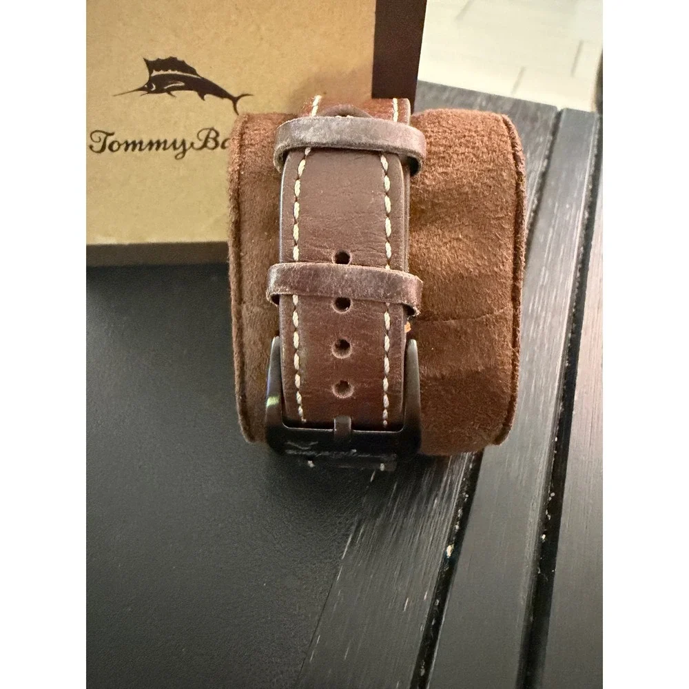 Tommy Bahama Relax Mens Chronograph Watch Brown Leather Strap 20 ATM 10024739